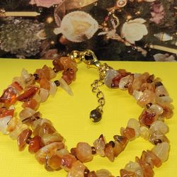 #1900, QUARTZ NATURAL STONES BRACELET, 7.5"IN, SOFT PEACH

