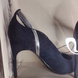 Size 8 New Blue Suede  Silver Leather Strap