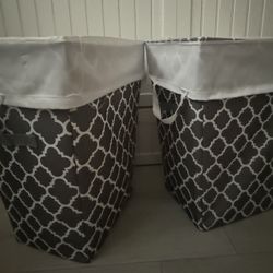 Gray Polyester Hamper with Removable Liner for Laundry, 2 Piece