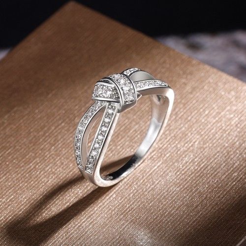 "Dainty Silver Crystal Pure Cross Zircon Sweet Lovely Rings for Women, PD897