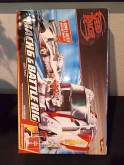 2007 HOT WHEELS SPEED RACER MACH 6 & BATTLE RIG TRANSPORTER MATTEL
