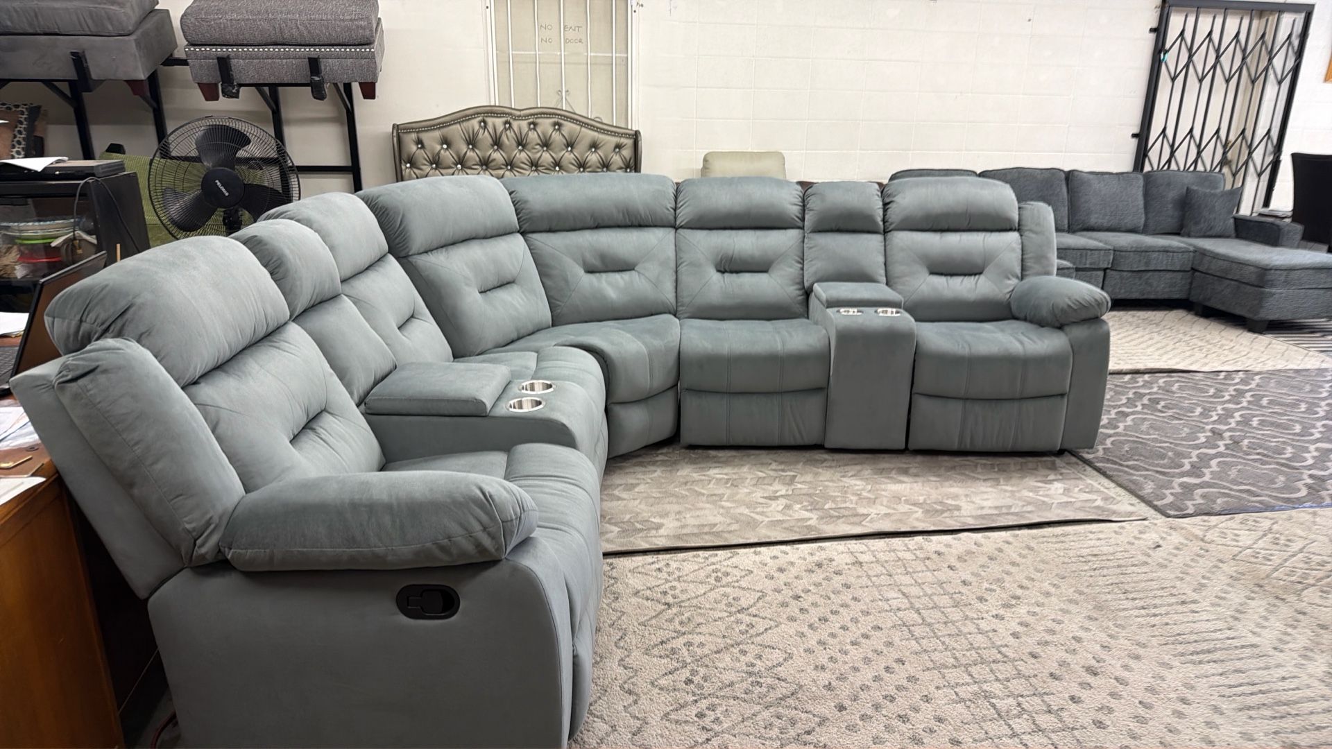 New Fabric Recliner Sectional Couch / Free Delivery
