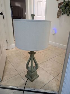 Kirklands Table Lamp. Wood. Green