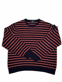 VTG J Crew Sweater Lambswool Pullover Crewneck Blue Orange Striped 90s Y2K - size Large emo goth      Tags: #nirvana #kurtcobain #indie #alternative #