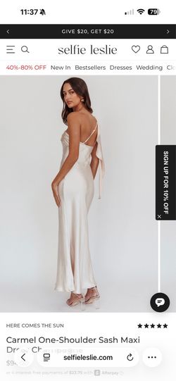 Selfie Leslie Carmel One-Shoulder Sash Maxi Dress-small new with tag.