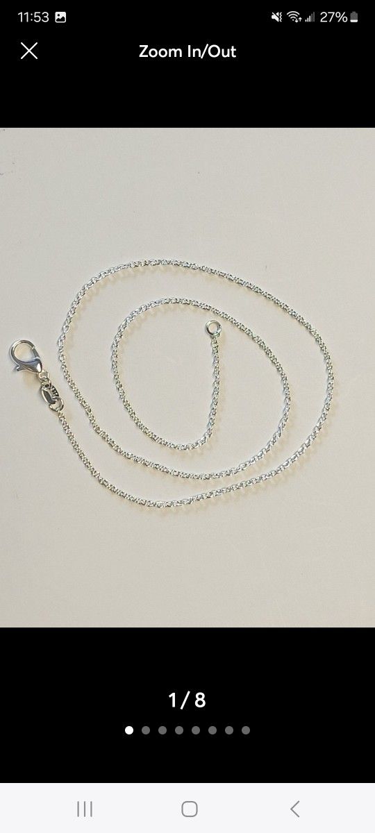 16" Cable Necklace .925 Sterling Silver Stamped Unisex Jewelry 1mm