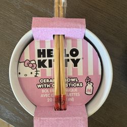 Hello Kitty Ceramic Bowl With Chopsticks 
