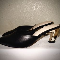 Black Kitten Heel Mule