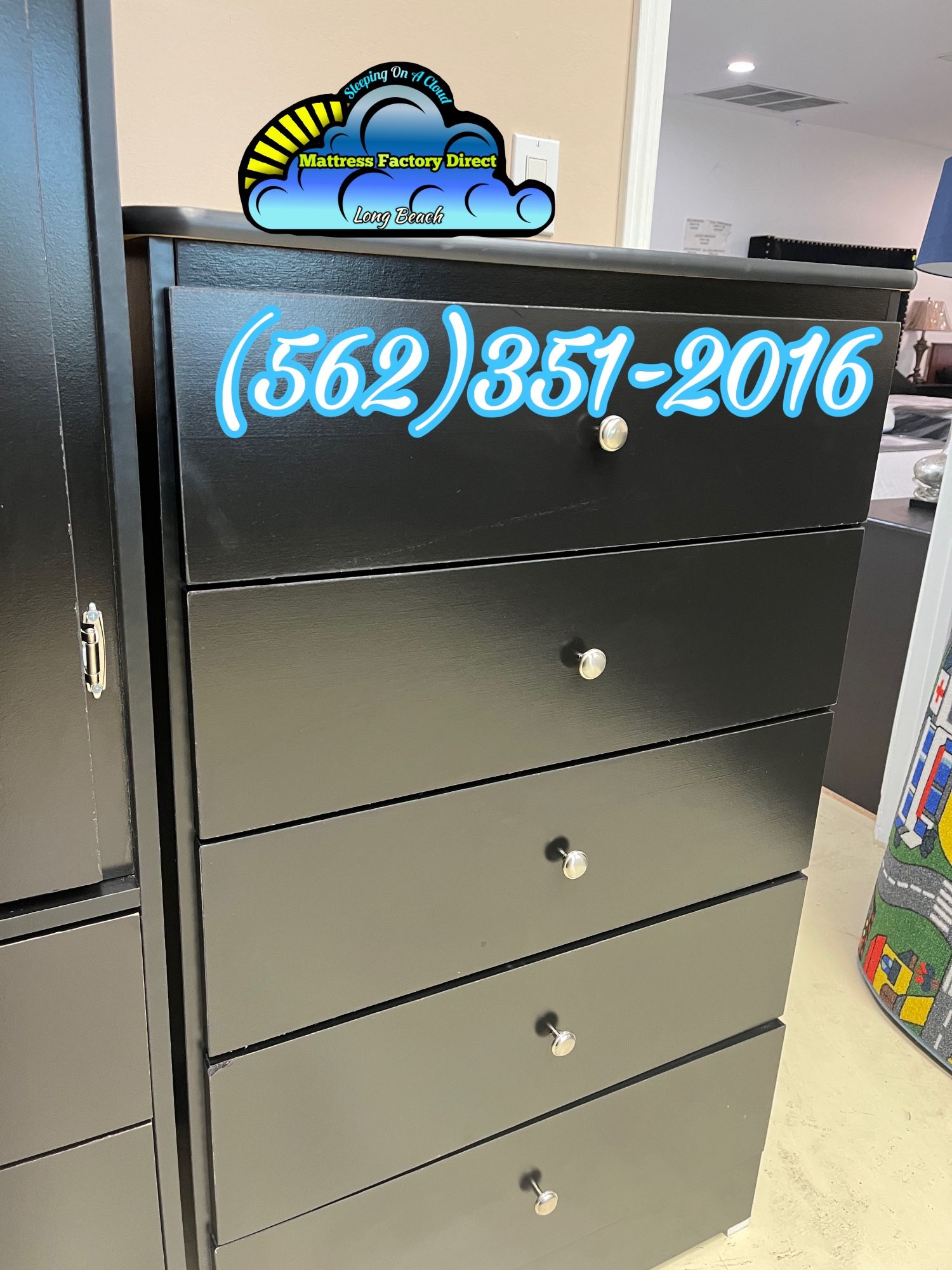 Black Five Drawer Compressed Dresser New Comoda Bonita