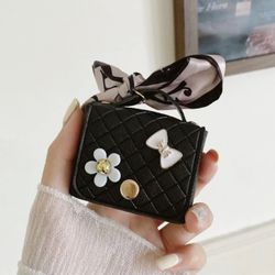 Black Purse Keychain With Ribbon ! Super Cute And Opens Like A Purse To Add Hair Stuff And Lipbalm Holder 