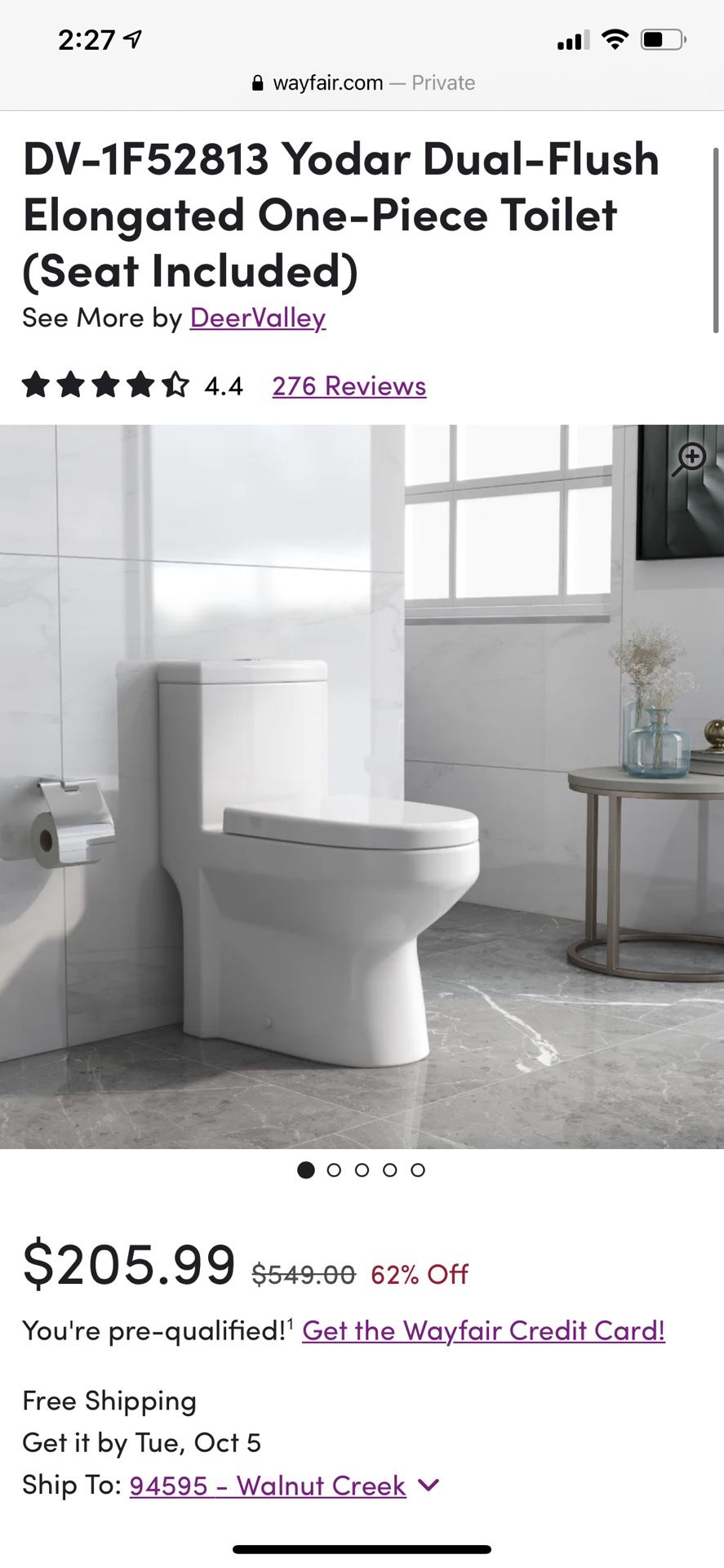 Yodar Dual Flush Elongated Toilet 
