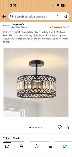 12 Inch Crystal Chandelier Ceiling Light Modern Semi Flush Mount