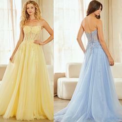 New With Tags Corset Bodice A Line Long Formal Dress & Prom Dress $169