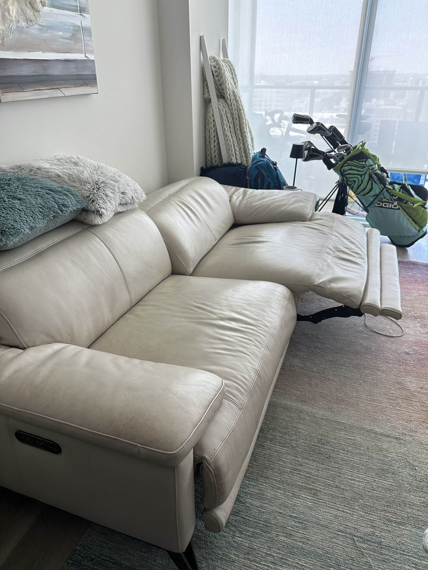 Dania Leather Power Reclining Sofa 88” Like New