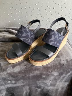 Coach Signature Platform Espadrille Wedge Sandals