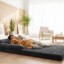 Foldable Human Dog Bed Large Dog Beds for Adult Orthopedic Memory Foam Washable XL Big Couch Beds Waterproof Liner (Dark Grey, 79"x44"x12")