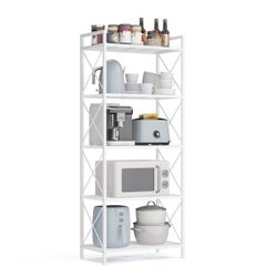 5Tier Metal Storage Rack, Shelving Unit With X Side Frames, Dense Mesh, 12.6 X 23.6 X 57.3 Inches, For Entryway, Kitchen, Living Room, Bathroom, Indus