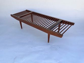 Milo Baughman style walnut Dowel Bench.