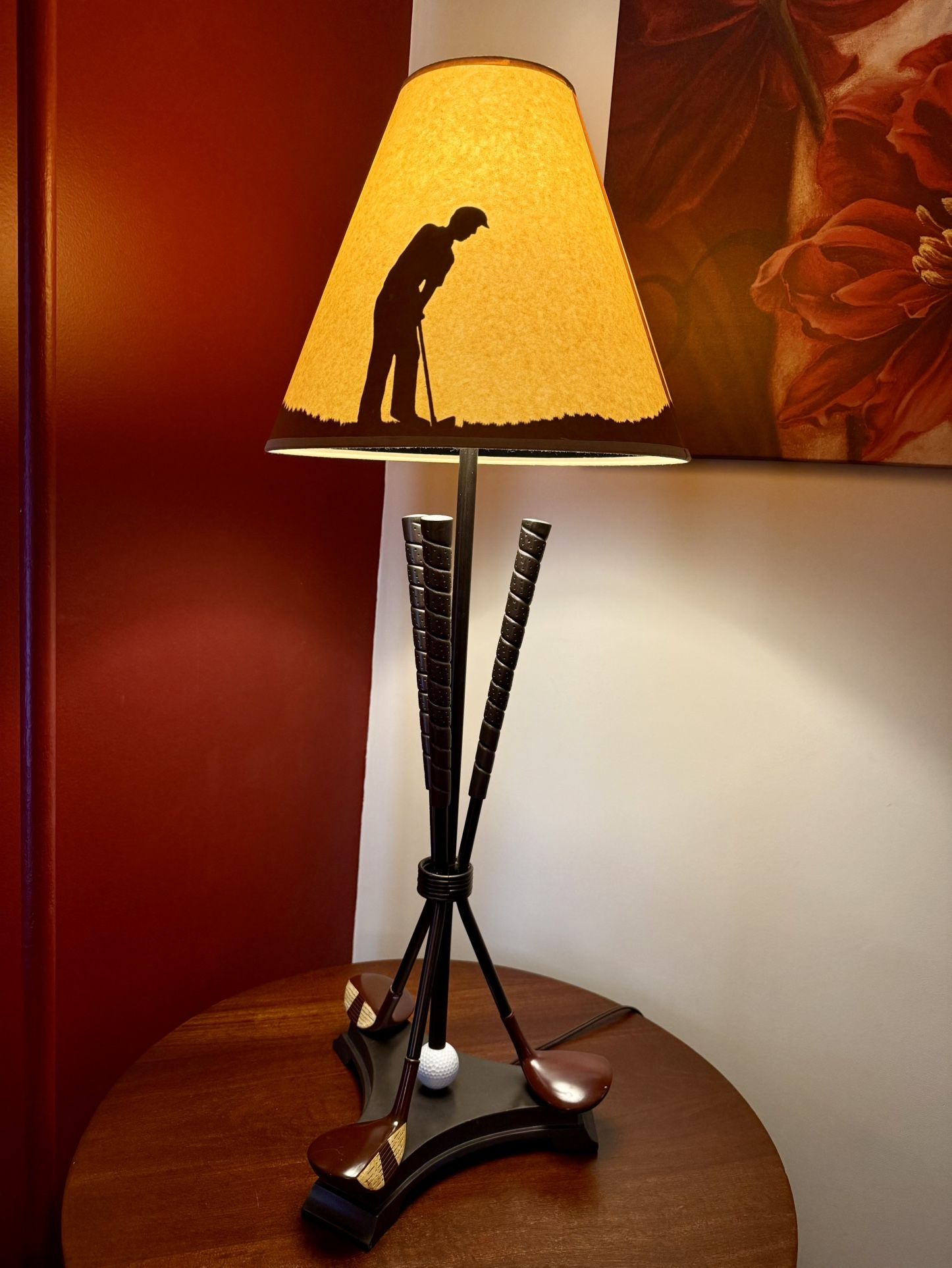 Vintage Golf Silhouette Lamp With Clubs And Ball- Unique Piece, Excellent Condition