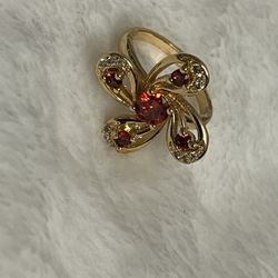 Red & Gold Flower Ring