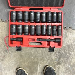 Neiko 3/4 Drive Impact Socket, And Extension Set Metric And Sae