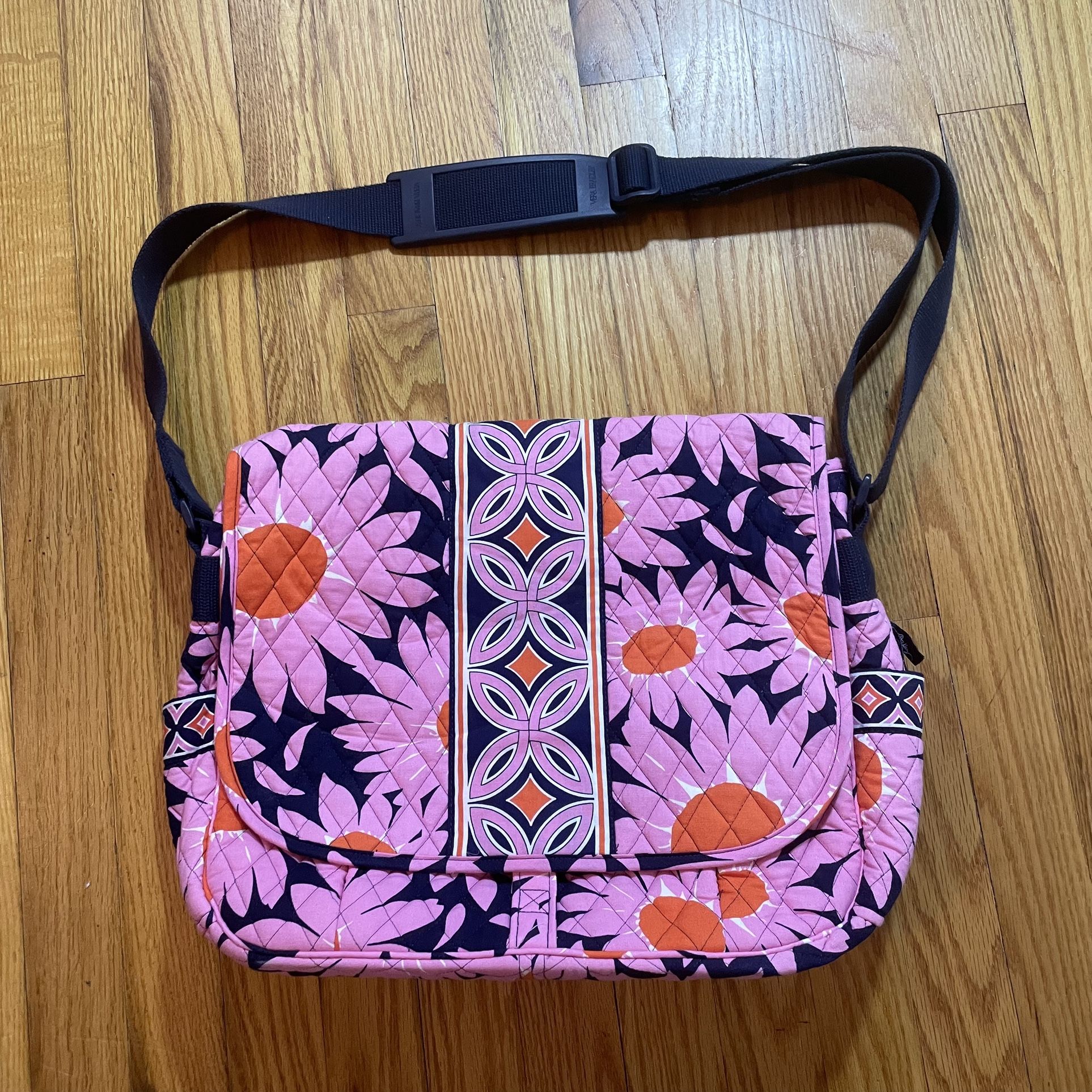 Vera Bradley Laptop LOVES ME Messenger Briefcase Crossbody Bag BLUE Pink DAISYS