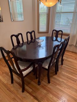Dark Wood Dining Table with 6 Chairs