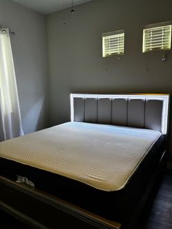 King Bed Frame with LED Headboard & Matching dresser
