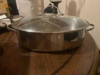 Princess house Stainless Steel Shallow Pot with Glass Lid