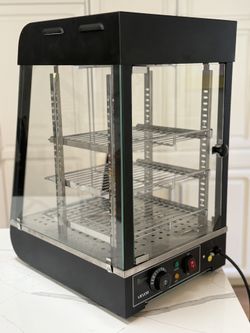 Vevor 3-Tier Commercial Food Warmer Display Case – 60 Qt – Steam Heated – LED Light