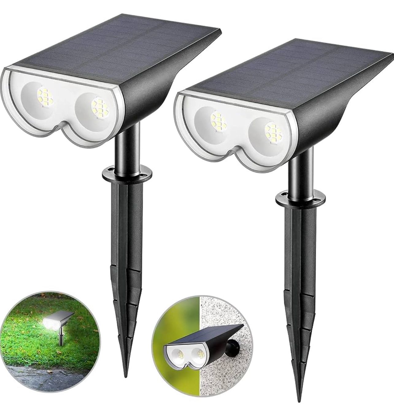 Linkind StarRay Solar Spot Lights Outdoor, 16 LEDs IP67 Waterproof Dusk-to-Dawn Landscape Spotlights, 6500K Daylight Wall Lights for Garden Yard Drive