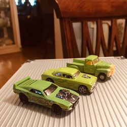 (3) 1/64  (2) Hot Wheels, Shoe Box, Rivited and Road Champs Chevy Pickup
