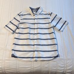 White And Dark Grey Shirt With Short Sleeves For 11-12-year-olds Boy