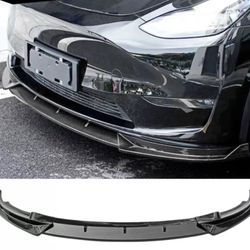 Fit 20-22 Tesla Y 3PCS Front Bumper Lip Spoiler PP IKON Style Carbon Fiber Print