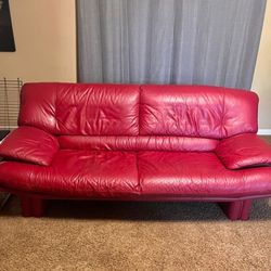 Nicoletti Red Leather Couches 