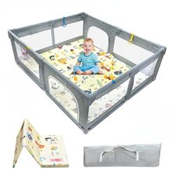 Brand New 71x47 Xl Baby Playpen With Mat, Portable Toddler Activity Center Anti Collision Foam Corral De Bebe Child Safety Gate Great 4 Whelping Box