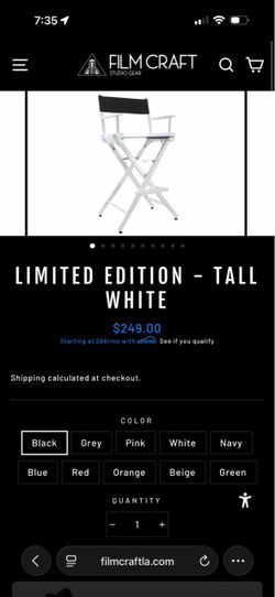 Make your VIPs feel set apart with the Filmcraft Pro Series Tall Director’s Chair – Limited Edition White Frame. This exclusive version of our trusted