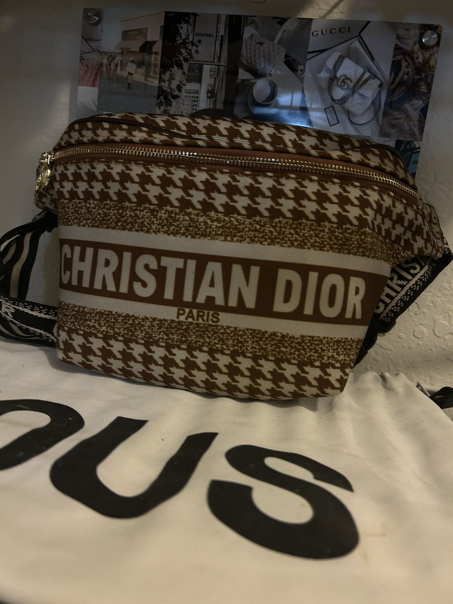 brand new brown christian dior fanny bag