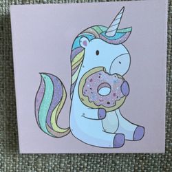 Unicorn With Donut Wall Art Canvass