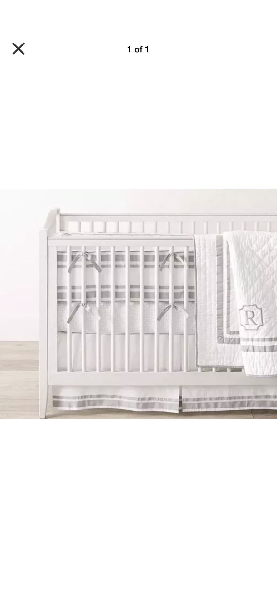 Pottery Barn Crib BUMPER Grey Gray & White for Sale in Miami Gardens, FL OfferUp