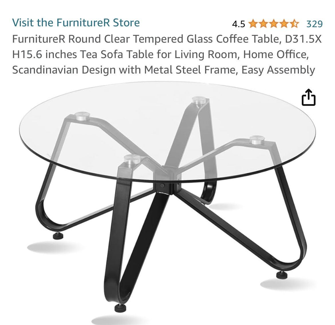 Round Clear Tempered Glass  Coffee Table