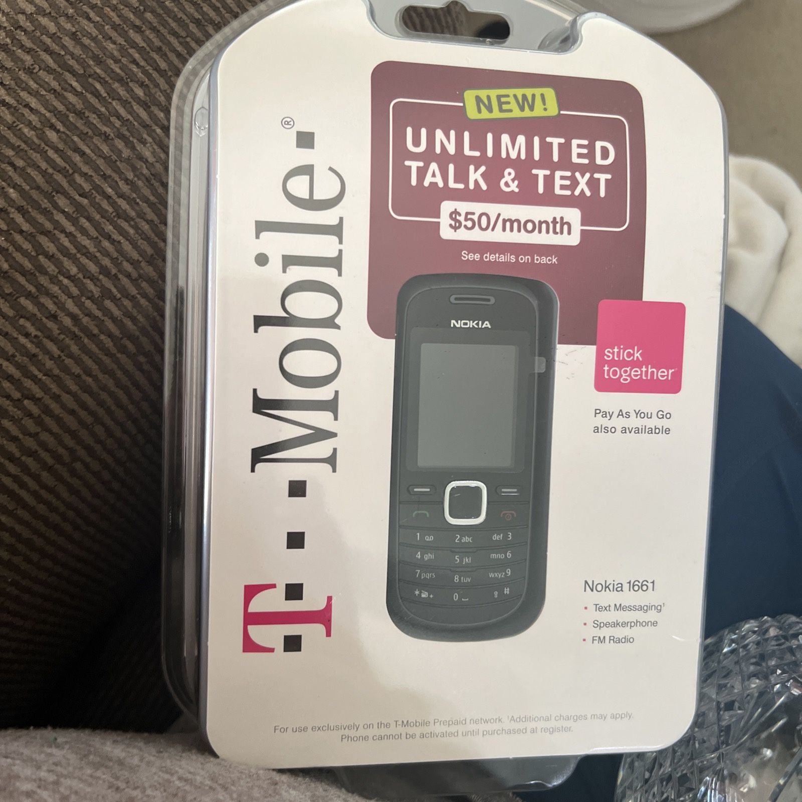 New Vintage T-Mobile Nokia 1661 Black Prepaid Cell Phone