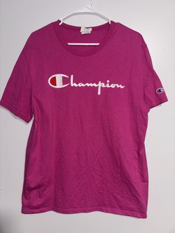 Champion Men’s Large Script Logo Tee Heritage Pink Classic Vintage Retro T-Shirt