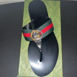 Men’s Black Gucci Kika Thong Sandals Size 11.5