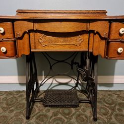 New Home Antique Sewing Machine And Chair