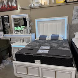 Queen Bedframe, Dresser, Mirror And Nightstand 