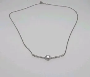 Pandora Round Sparkle Curved Bar Necklace Sterling Silver CZ 398490C01-45 17"