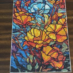 Yellow Flowers Diamond Art Canvas, Completed