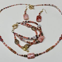 Handmade Jewelry Set Natural Stone  & Czech Glass
