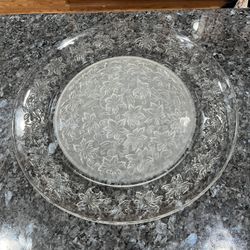 Princess House Crystal serving tray Plate “Fantasia “.  Size 13 inches Wide .  Preowned.  Some minor scratches on the middle.  Has been on display in 